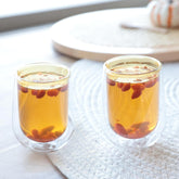 Kuber Industries 8 Pcs Double Walled Borosilicate Glass | High Thermal Resistance | Microwave & Dishwasher Safe | 190 ML | Pack of 4 | Yellow